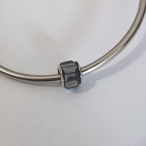 Silver Smokey Gray‎ Crystal Spacer Charm for Pandora Style Bracelet